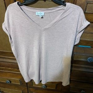 Jessica Simpson Women's V-Neck Soft Jersey Knit Top, Pink Medium